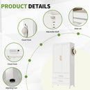 White Metal Wardrobe Closet with 2 Doors and Drawers