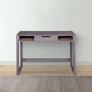 44 Inch Minimalist Single Drawer, Mago Wood, Entryway Console Table Desk, Textured Groove Lines, Gray