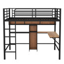 Full Size & Loft Bed With L-Shaped Desk And Shelves - Black by Unique Piece Furniture