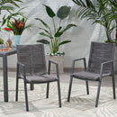 Outdoor Modern Aluminum Dining Chair Set With Rope Sea (Set of 2) by HouseOfZazla