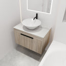 30" Modern Design Float Bathroom Vanity With Ceramic Basin Set, Wall Mounted White Oak Vanity With Soft Close Door, KD-PackingD-Packing Pieces