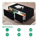 Modern Smart Coffee Table With Built-In Fridge - tooth Speaker, Wireless Charging, Touch Control Panel, USB Interface, Outlet Protection, Atmosphere Light by HouseOfZazla