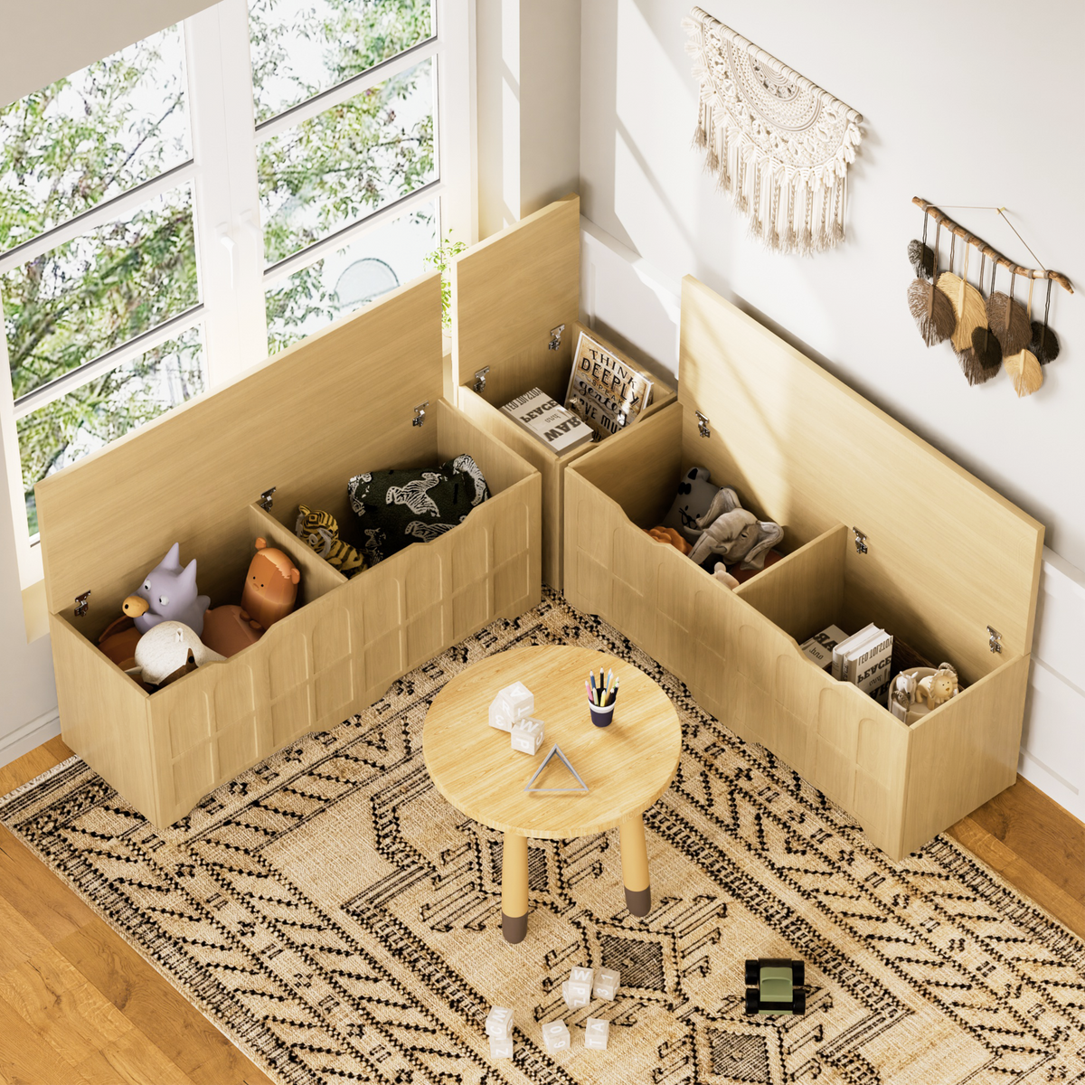 3-Piece L-Shaped Multifunctional Storage Bench, photo 4 of 10