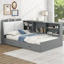 Platform Bed With Storage Headboard, Shelves And 2 Drawers by HouseOfZazla