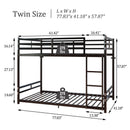 Bunk Bed with Ladder and High Guardrail Metal Bunk Bed, Storage Space, Noise Free, Twin Over Twin Size by HouseOfZazla
