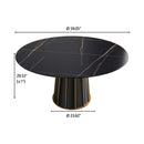 Modern Artificial Stone Round Metal Iron Base Dining Table, Can Accommodate 8 People, (Not Including Chairs) - Black by HouseOfZazla