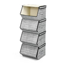 Set of 4 Storage Bins Stackable Cubes with Lid by LJGDeals