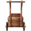 Wooden Wagon Planter Box Mobile Garden Planter With Wheels Handle Drain Hole Wood - Brown by HouseOfZazla