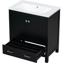 30' Black Bathroom Vanity with Single Sink, Combo Cabinet Undermount Sink, Bathroom Storage Cabinet with 2 Doors and a Drawer, Soft Closing, Multifunctional Storage, Solid Wood Frame