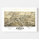 Vintage Map of Akron, Ohio 1882