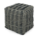 Walle - Fabric Square Pouf Ottoman And Floor Cushion Teal - Blue by HouseOfZazla