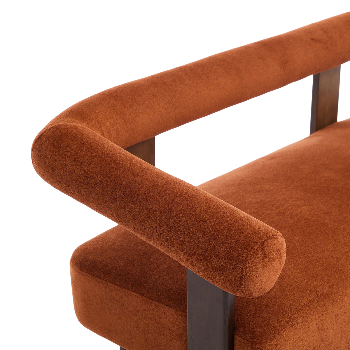 Round Armrest Loveseat (Dark Orange + Brown), photo 7 of 10