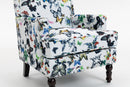 Upholstered Accent Chair, Vintage Armchair with Linen Fabric and Nailhead Trim by HouseOfZazla