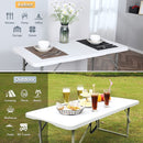 4FT Portable Plastic Folding Table,White
