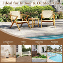 Outdoor and Indoor Teak Wood Patio Chair wuth Webbing Seat and Backrest-Natural by LJGDeals
