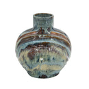 9.4x9.4x11" Blue and Brown Reactive Glazed Accent Vase by HouseOfZazla