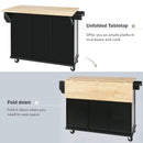 Kitchen Cart with Rubber wood Drop-Leaf Countertop ,Cabinet door internal storage racks,Kitchen Island on 5 Wheels with Storage Cabinet and 3 Drawers for Dinning Room, Black by Montret