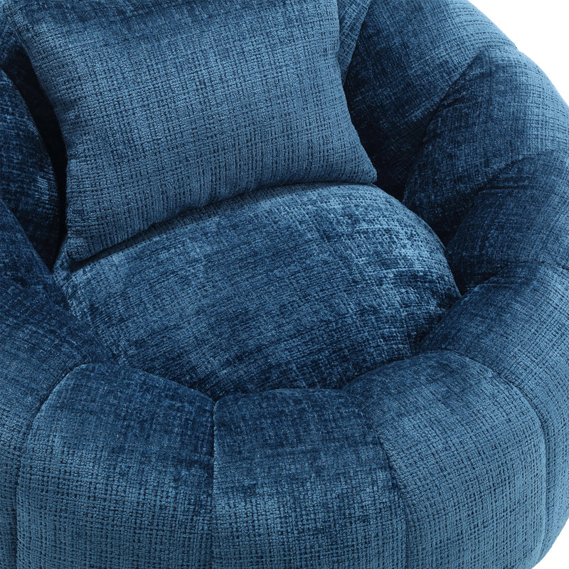 COOLMORE Modern Extra Large Round Bean Bag Chair with Footrest for Living Room, Chenille Fabric Lazy Sofa with Pillow for Adults, Teenagers,Child, Suitable for Bedroom, Dormitory, Study Room