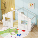 Twin Size House Bed with LED Lights Montessori Slat-free Floor Bed by LJGDeals