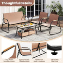 4 Pieces Patio Furniture Set with Rocking Bistro Chairs and Breathable Mesh Fabric-Coffee by LJGDeals
