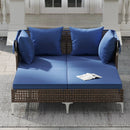 Outdoor Daybed with Retractable Canopy PE Wicker Rattan Patio Lounger by LJGDeals