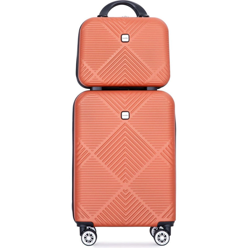 2Piece Luggage Sets ABS Lightweight Suitcase, Spinner Wheels, (20/14) DARK ORANGE