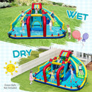 Inflatable Double Water Slide Park with Obstacle Course and 680W Blower by LJGDeals
