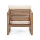 Set of 2 Outdoor Acacia Wood Patio Club Chairs with Beige Cushions by HouseOfZazla