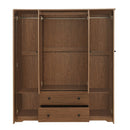 4 Door Wardrobe Armoire Closet with 2 Drawers, Brown
