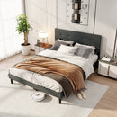Queen Size Upholstered Bed Frame Linen Platform Bed-Dark Gray by LJGDeals
