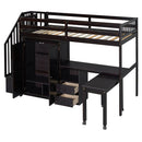 Loft Bed With Stairs, Bookshelf, Drawers, Desk & Wardrobe, Space Saving Multifunctional Furniture by HouseOfZazla