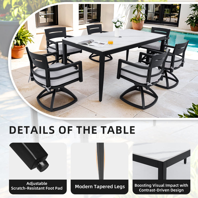 Modern 7PC Outdoor Patio Aluminum Dining Set, photo 3 of 10
