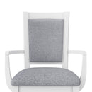 7-Piece Updated 76.9inch Extendable Trestle Dining Table Set with Removable Leaf, Kitchen Table Set with Upholstered Side Chair and Arm Chair, Set of 6, White