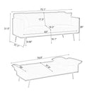 Convertible Double Futon Sofa Bed With Folding Armrests For Living Rooms