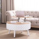Round Coffee Table With Storage - White / Light Oak by Unique Piece Furniture