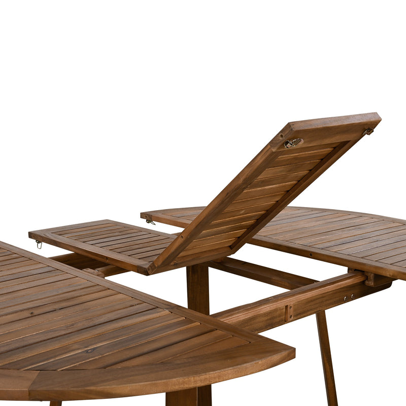 TOPMAX Modern 5-Piece Patio Extendable Wooden Dining Table Set, 12inch Butterfly Leaf Foldable Round Kitchen Table Set with 4 Rattan Arm Chairs for Backyard,Balcony, Garden, Poolside, Natural