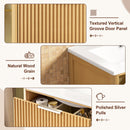 Bathroom Vanity With Sink, Open Shelf & Closed Storage - Natural Wood
