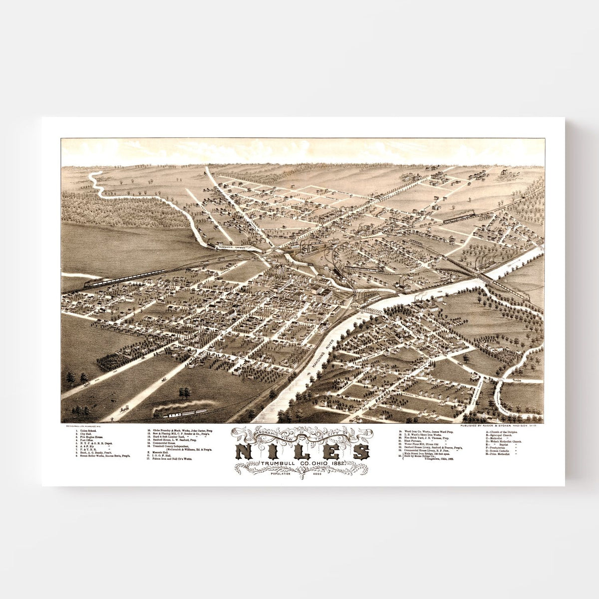 Vintage Map of Niles, Ohio 1882, photo 4 of 5