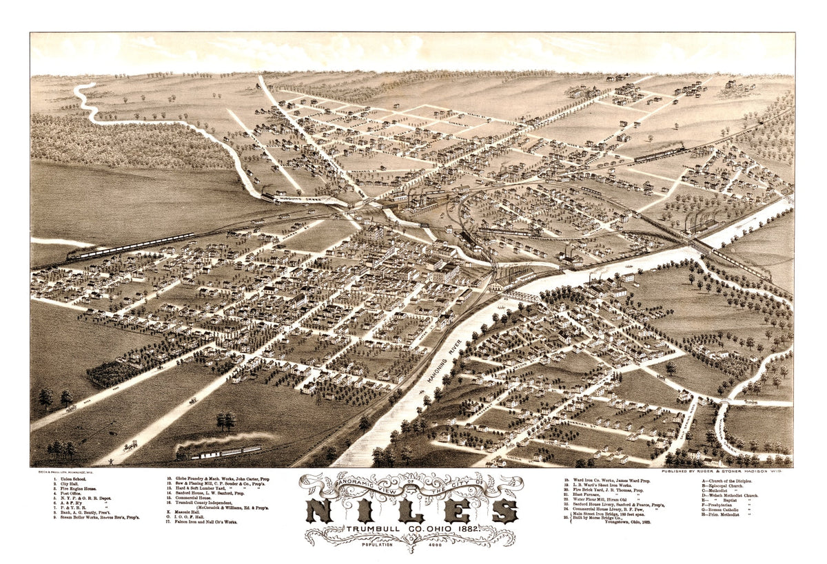 Vintage Map of Niles, Ohio 1882, photo 5 of 5