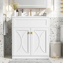 Bathroom Vanity With Sink, Freestanding Storage Cabinet With Handles, Soft Closing Doors