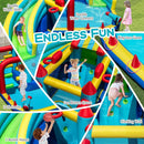 Inflatable Double Water Slide Park with Obstacle Course and 680W Blower by LJGDeals