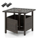 Outdoor Side Table with 1.93" Umbrella Hole All-Weather PE Wicker Patio Umbrella Table-Brown by LJGDeals