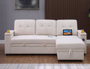 Ashlyn II - 84"W Woven Fabric Reversible Sleeper Sectional Sofa with Storage Chaise by HouseOfZazla