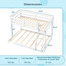 Twin Over Full Bunk Bed Low Floor Bunk Bed Frame by LJGDeals