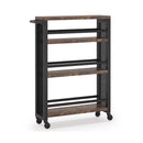 Slim 4 Tier Rolling Utility Cart With Wheels, Narrow Kitchen Storage Trolley - Brown / Black by HouseOfZazla