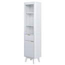 Tall Bathroom Storage Cabinet With Adjustable Shelves And 1 Drawer & Door