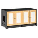 Double Litter Box Enclosure, Cat Litter Box Enclosure For 2 Cats, Hidden Litter Box Furniture With Rattan Doors - Black by HouseOfZazla