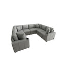 Modern U-Shaped Sectional Sofa Convertible Pull-Out Sofa Bed With USB Ports And Cup Holders by Unique Piece Furniture