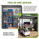 Lean To Shed With Open Sided Pergola, Outdoor Storage Shed & Attached Hardtop Gazebo Combo - Gray by HouseOfZazla