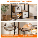 52 Inch Tall Wooden Cat Tree Metal Frame with 2 Condos and Cushions-Coffee by LJGDeals